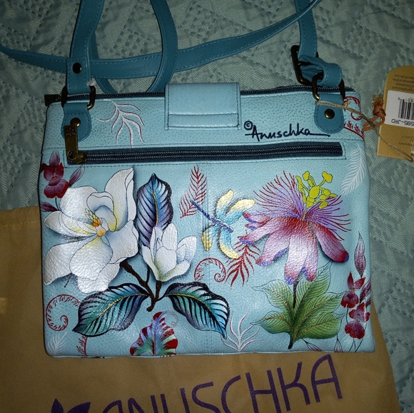 NWT Hand painted Anuschka leather crossbody - Picture 3 of 6